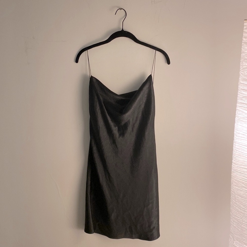 Black silk slip dress